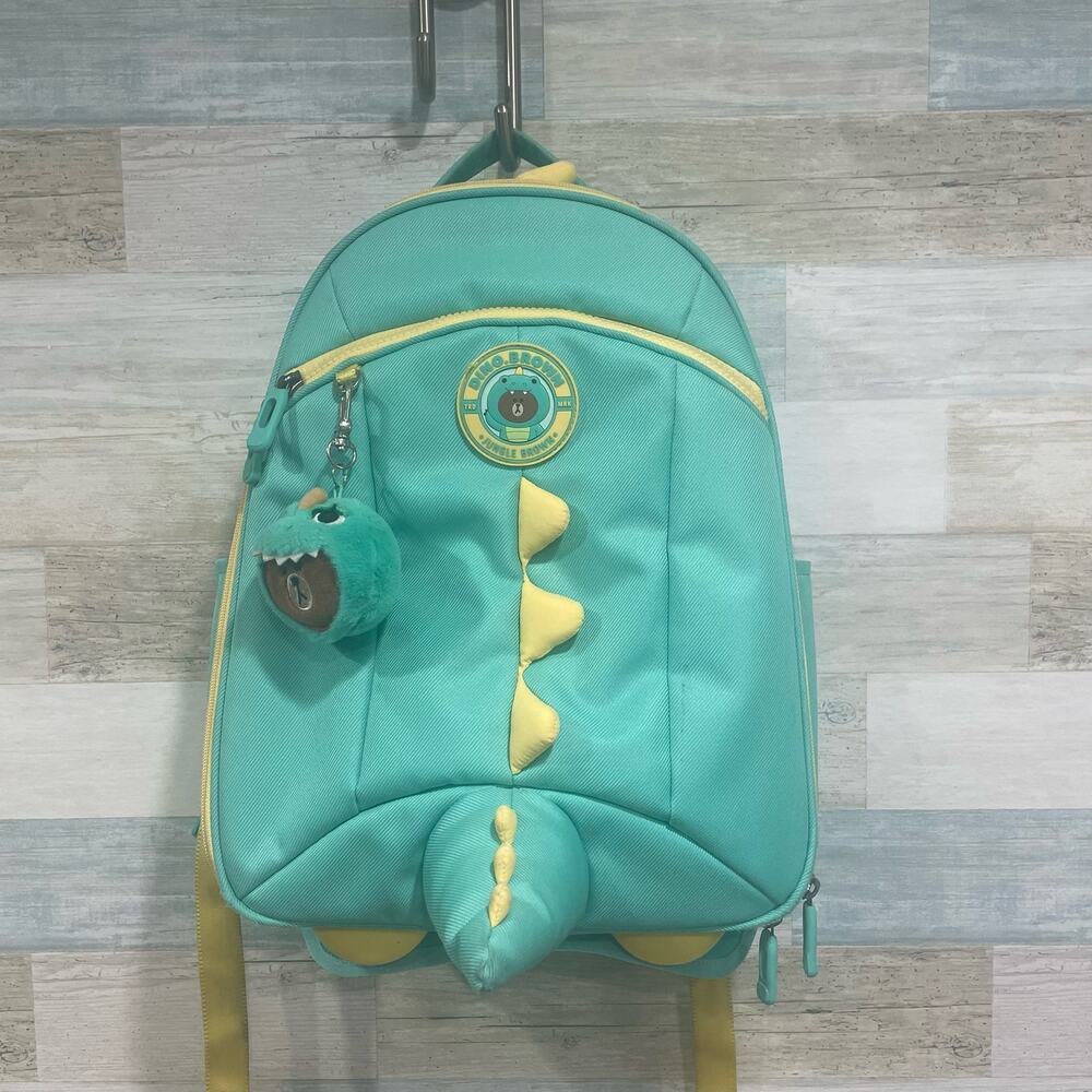 Line Friends Dino Brown Jungle Roller Luggage Backpack Trolley Green Yellow Kids